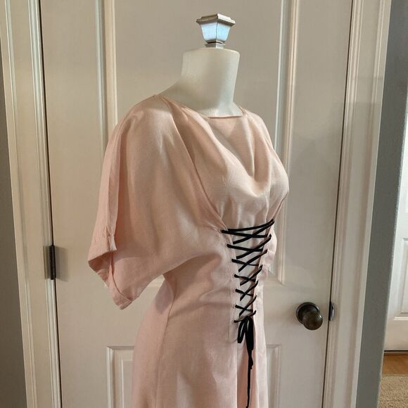 Marysia Resort Pink Micro Check Dress Lace Up Dress -Size XS - Picture 5 of 15